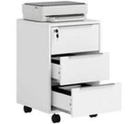 EONLION White 3-Drawer Mobile Locking Filing Cabinet EONLION White