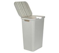 EONLION White 60L Plastic Rattan Style Laundry Clothes Storage Washing Bin Basket White EONLION White
