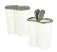 EONLION White Grey Circular Double Recycling Waste Duo Bin Plastic Disposal 2 x 25 Litre EONLION Grey