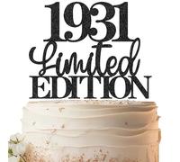 EONNCNT Limited EDITION 1931 Cake Topper - Black Glitter Happy 94th Birthday Party Cake Decoration Supplies, Cheer to 94 Years Cake Bunting Decor for 94th Birthday Party Photo Booth Props
