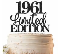 EONNCNT Limited EDITION 1961 Cake Topper - Black Glitter Happy 64th Birthday Party Cake Decoration Supplies, Cheer to 64 Years Cake Bunting Decor for 64th Birthday Party Photo Booth Props