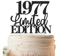 EONNCNT Limited EDITION 1977 Cake Topper - Black Glitter Happy 48th Birthday Party Cake Decoration Supplies, Cheer to 48 Years Cake Bunting Decor for 48th Birthday Party Photo Booth Props
