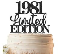 EONNCNT Limited EDITION 1981 Cake Topper - Black Glitter Happy 44th Birthday Party Cake Decoration Supplies, Cheer to 44 Years Cake Bunting Decor for 44th Birthday Party Photo Booth Props