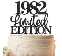EONNCNT Limited EDITION 1982 Cake Topper - Black Glitter Happy 43rd Birthday Party Cake Decoration Supplies, Cheer to 43 Years Cake Bunting Decor for 43rd Birthday Party Photo Booth Props