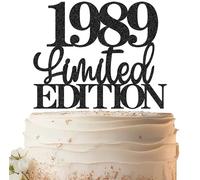 EONNCNT Limited EDITION 1989 Cake Topper - Black Glitter Happy 36th Birthday Party Cake Decoration Supplies, Cheer to 36 Years Cake Bunting Decor for 36th Birthday Party Photo Booth Props