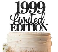 EONNCNT Limited EDITION 1999 Cake Topper - Black Glitter Happy 26th Birthday Party Cake Decoration Supplies, Cheer to 26 Years Cake Bunting Decor for 26th Birthday Party Photo Booth Props