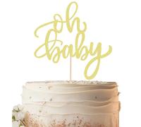EONNCNT Oh Baby Cake Topper - Gold Glitter Baby Shower Cake Decoration Accessories for Boys or Girls, Baby Shower Cake Topper for Baby Shower, Gender Reveal Baby Birthday Party Supplies