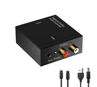 Eono 192KHz DAC Converter, Digital SPDIF Toslink to Analog Stereo Audio Converter, R/L Adapter with Optical Cable, 3.5mm Jack Compatible with HDTV PS4 Xbox DVD Blu-ray (Black)