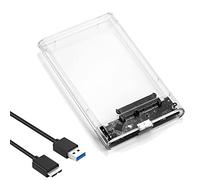 Eono 2.5" Hard Drive Enclosure, SATA to USB 3.1 6Gbps Tool-Free Clear External Hard Drive Enclosure Compatible with 2.5 SATA SSD/HDD Caddy, PS5/4 Xbox TV Laptop MacBook PC