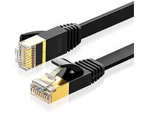 Eono Cat 7 Ethernet Cable 5M,Cat7 Gigabit Lan Network RJ45 High-Speed Patch Cord Flat 10Gbps 600Mhz/s SFTP Internet Cable for Xbox,PS4,PS3,Modem,Router,LAN,Switch (Flat Black, 5M/16FT)