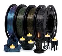 Eono Glitter PLA Filament 1.75mm Multicolor 4×250g Bundle, Sparkle Shiny PLA 3D Printer Filament Sample Pack, Mini Spool Decorative PLA Filament, Tangle Free, ±0.02mm Precision for FDM Printers