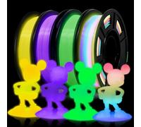 EONO Glow in The Dark PLA Filament 1.75mm 4×250g Multicolor Bundle - Green Yellow Purple Rainbow Luminous 3D Printer Filament, ±0.03mm Accuracy, Strong Adhesion, Tangle-Free, Fits Most FDM Printers