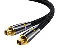 Eono Optical Cable, 1m Toslink Digital Audio Lead SPDIF Cable with Nylon Braided Fiber Optic Cord, 24K Gold-Plated Compatible with TV, Sky, PS4, XBOX, Home Theater, Hi-Fi