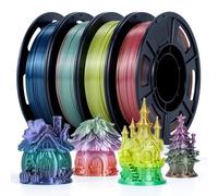 EONO Rainbow Silk PLA Filament 1.75mm - Multicolour Colour Changing PLA 4×250g Bundle, Shiny Silk Finish 3D Printer Filament, Tangle-Free, ±0.02mm Accuracy, Easy Print for FDM Printers