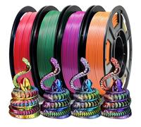 EONO Silk PLA Filament 1.75mm Tri-Color Bundle - Coextrusion Rainbow 3D Printing Filament 4×250g Sample Pack for FDM Printers
