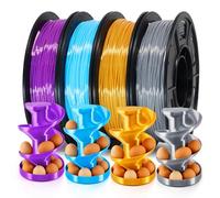 EONO Silk TPU Filament 1.75mm, Flexible TPU 95A with Silk Gloss Finish, Gold Silver Blue Purple, 4×250g Multi Pack, Soft Elastic 3D Printer Filament for Creative & Functional Prints