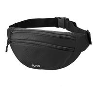 Eono Water Resistant Bum Bag with Adjustable Buckle Strap for Men, Women, Double Pockets Waist Fanny Pack for Hiking, Dog Walking, Travel & Outdoor Activities (Black)
