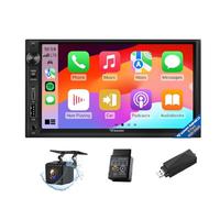 Eonon 7 Inch Android 13 Double Din Car Stereo 6+64GB 4G LTE GPS CarPlay Android Auto Screen Mirroring Split screen Fast Charge Bluetooth WiFi Volume knob + backup camera + OBDII Scanner + DAB Dongle