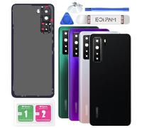 Eonpam Back Cover Glass for Huawei P40 Lite Rear Glass Replacement with Camera Lens + Repair Kit Genuine Rear Housing（Black）