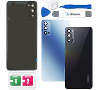 Eonpam Back Cover Glass for Oppo Reno4 5G Rear Glass Replacement with Camera Lens + Repair Kit Genuine Rear Housing (Black)