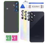 Eonpam Back Cover Glass for Samsung Galaxy A55 SM-A556 Rear Glass Replacement with Camera Lens + Repair Kit Genuine Rear Housing (Black)
