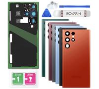 Eonpam Back Cover Glass for Samsung Galaxy S22 Ultra 5G S908 Rear Glass Replacement with Camera Lens + Repair Kit Genuine Rear Housing (Orange)