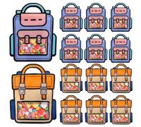 EONSUI 30PCS Plastic Gift Bags with Handles, Cartoon Backpack Bags for Party, Wedding, Birthday, Baby Shower, Bulk Goodie Bags for Candy, Party Favors, Snacks (Mixed Color, Small)