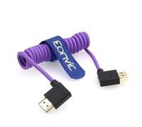 Eonvic 2.1 8K HDMI to HDMI Cable High Speed Thin HDMI Male to Male Extender Purple Coiled Cable for Atomos Ninja V, Sony a7siii, Portkeys BM5 Monitor (Right HDMI-Left HDMI, Purple)