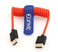 Eonvic 2.1 HDMI Coiled Cable 8K HDMI to HDMI Cable High Speed Thin HDMI Male to Male Extender Coiled Cable for Atomos Ninja V, Sony a7siii, Portkeys BM5 Monitor (HDMI-HDMI, Red Braided Coiled Cable)
