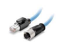 Eonvic Industrial Ethernet M12 4 Pin Female D Code to RJ45 High Flex Cat6 Shielded Waterproof High-Speed Data Transfer Cable POE PROFINET/EtherNet 40M