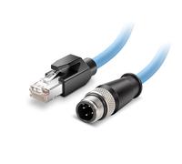 Eonvic Industrial M12 4 Pin Male D Code to RJ45 High Flex Cat6 Shielded Waterproof Ethernet High-Speed Data Transfer Cable POE PROFINET/EtherNet 10M