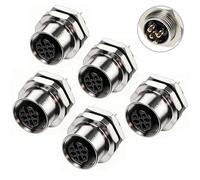 Eonvic M12 5 Pin Female A Code Aviation Panel Mount Socket 12mm Industrial Circular Connector IP67 Waterproof for Sensors PLCs and Automation Equipment 5pcs