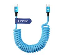Eonvic USB Type C to USB C Data 100W PD Fast Charging Cable for iPhone 15 Pro Max Plus iPad Pro MacBookAir15 Huawei MateBook MagicBook Surface Pro7/5 (Blue, Coiled 40cm)