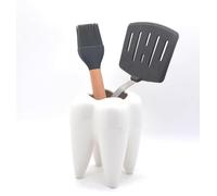 EONXNGAGY Ceramic Tooth Shaped Kitchen Utensil Holder For Countertop Large Cooking Utensil Crock Holder Spatula Holder Tooth Gifts Art Figurines Office Desk Bathroom Counter Decor & Housewarming Gift
