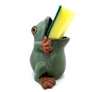 EONXNGAGY Cute Ceramic Frog Sponge Holder Green