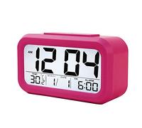 EONYUANGUO Digital Alarm Clock, Multifunctional LCD Electronic Clock with Smart Backlight, Snooze Function,Calendar and Temperature LED Alarm Clock for Bedroom Home Office Travel (Red)