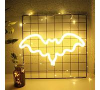 EONYUANGUO LED Neon Night Light, LED Neon Light Signs Wall Decorative Night Light Battery and USB Powered Home Decor Neon Light for Kids Bedroom (Warm bat)