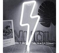 EONYUANGUO LED Neon Night Light, Lightning Shaped Neon Signs Wall Decorative Night Light Battery and USB Powered for Home Decor (White)