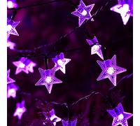 EONYUANGUO Solar Star String Lights Garden, 5m 20 LED Star Fairy Lights Outdoor Solar Star String Light Waterproof with 8 Modes Decorative Light for Party Christmas (Purple)