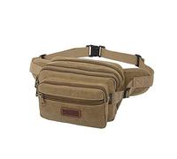 EONYUANGUO Waist Bag, Large Bum Bag Fanny Pack with 6 Zip Pockets, High Capacity Large Waist Bag Ideal for Hiking Cycling Travel Holidays Festivals Outdoor Sport (Khaki)