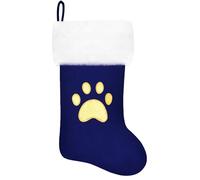 Eoocan 20 Inches Monogram Christmas Stockings Blue Velvet with White Super Soft Plush Cuff Embroidered Pets Paw Xmas Stocking Classic Personalized Stocking Decoration for Family Holiday Season Decor