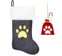 Eoocan 20 Inches Monogram Christmas Stockings Grey Velvet with White Super Soft Plush Cuff Embroidered Pets Paw Xmas Stockings Classic Personalized Stocking Decorations for Family Holiday Season Decor