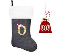 Eoocan 20 Inches Monogram Christmas Stockings Grey Velvet with White Super Soft Plush Cuff Embroidered Xmas Stockings Classic Personalized Stocking Decorations for Family Holiday Season Decor(O)