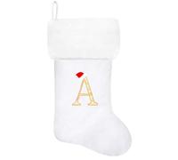 Eoocan 20 Inches Monogram Christmas Stockings White Velvet with White Super Soft Plush Cuff Embroidered Xmas Stockings Classic Personalized Stocking Decorations for Family Holiday Season Decor(A)