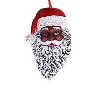 Eoocan African Santa Head Christmas Ornament - Black - 4.5" Tall