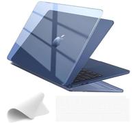EooCoo Compatible with 13 inch MacBook Air M4 M3 M2 Case 2025 2024 2022, A3240 A3113 A2681, Mac 13.6 Anti-scratch Plastic Hard Shell + Keyboard Cover + Polishing Cloth - Crystal Midnight Clear
