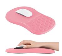 EooCoo Ergonomic Mouse Mat Wrist Support with Massage Design, Gaming Mouse Pad, Wrist Rest Pain Relief Mousepad with Smooth Lycra Surface & Non-Slip PU Base, Home Office PC Desk Accessories, Pink