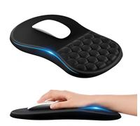 EooCoo Mouse Mat Wrist Support with Massage Design, Gaming Mouse Pad, Ergonomic Wrist Rest Pain Relief Mousepad with Smooth Lycra Surface & Non-Slip PU Base, Home Office PC Desk Accessories, Black