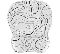 EooCoo Mouse Pad with Memory Foam Wrist Support, 4mm Mouse Mat Mousepad with Non-Slip Rubber Base, Minimalist Topographic Map White
