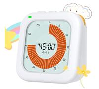 EooCoo Visual Timer for Kids, 60-Minute Countdown Timer, Focus Training, Adjustable Volume, LCD Screen Pomodoro Time Management ADHD Aids Education Tool for School, Office - White